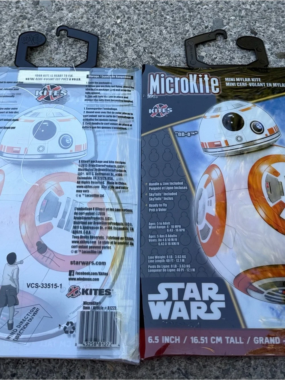 4 Star Wars Mylar Kites - BB-8, R2-D2, Millennium Falcon, X-wing Fighter